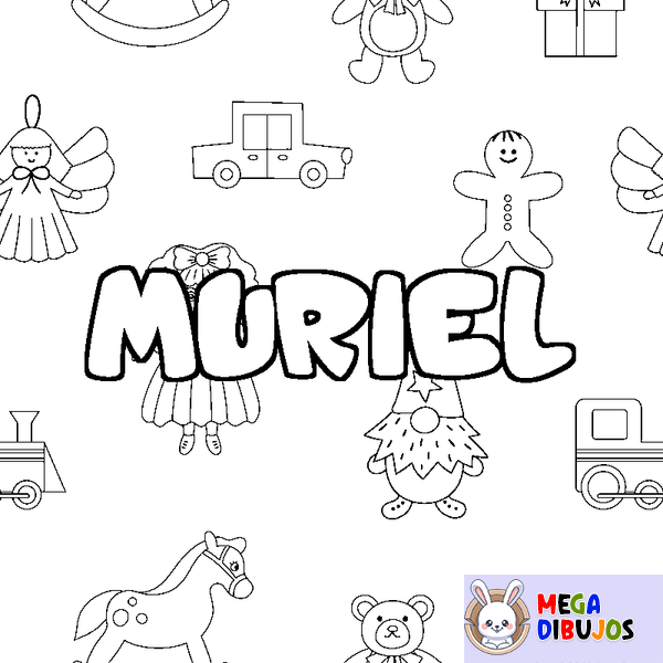 Coloraci&oacute;n del nombre MURIEL - decorado juguetes
