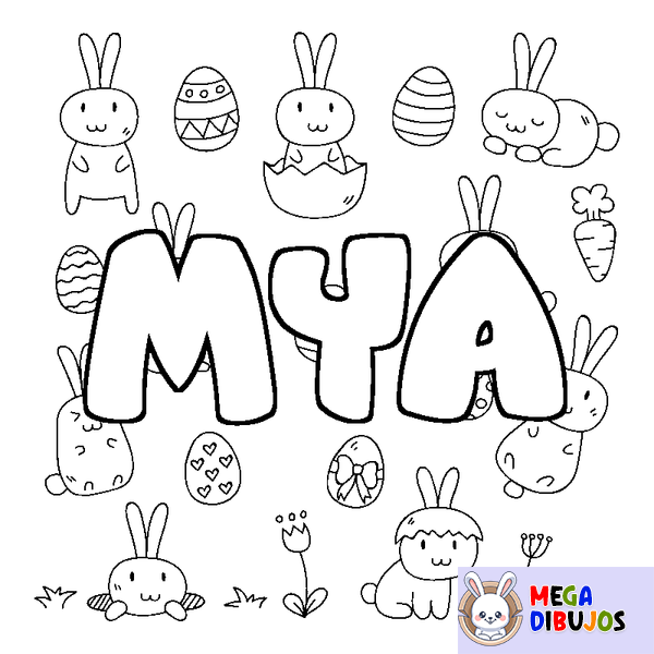 Coloraci&oacute;n del nombre MYA - decorado Pascua