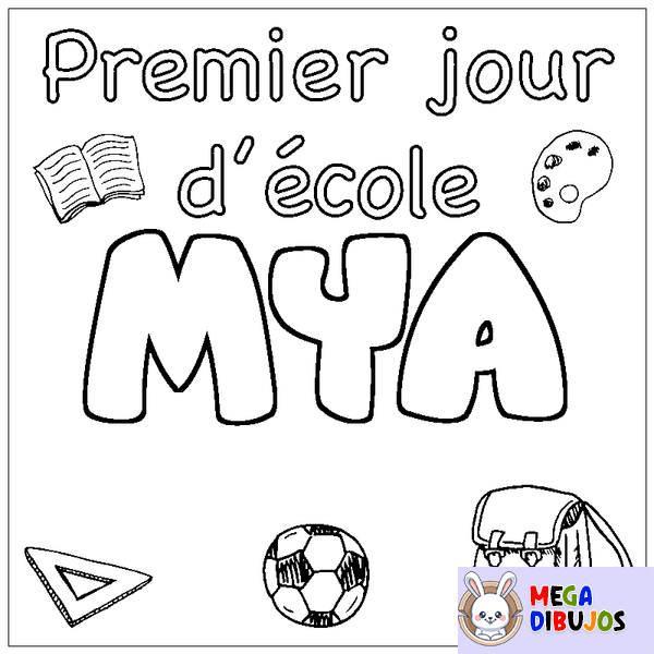 Coloraci&oacute;n del nombre MYA - decorado primer d&iacute;a de escuela