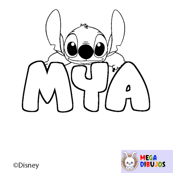 Coloraci&oacute;n del nombre MYA - decorado Stitch