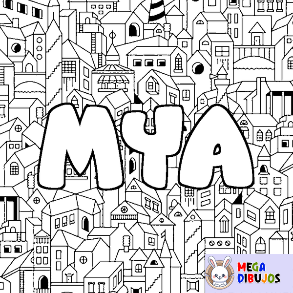Coloraci&oacute;n del nombre MYA - decorado ciudad