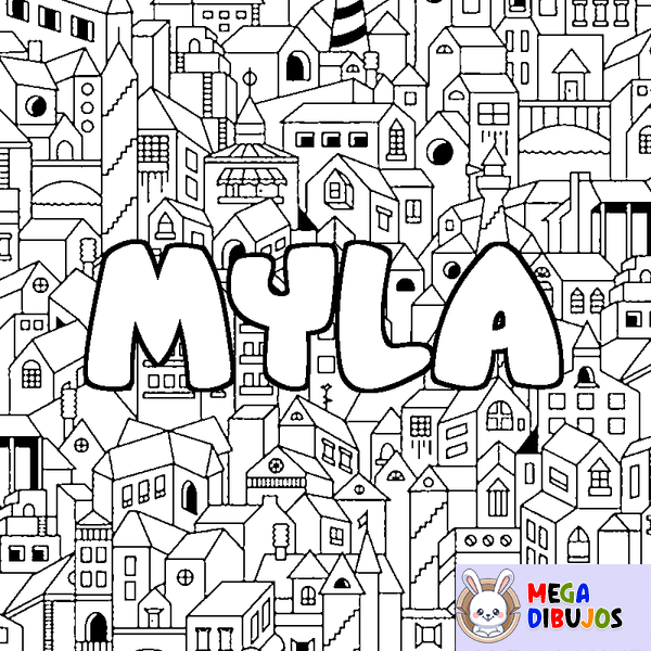 Coloraci&oacute;n del nombre MYLA - decorado ciudad
