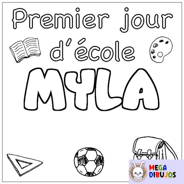 Coloraci&oacute;n del nombre MYLA - decorado primer d&iacute;a de escuela