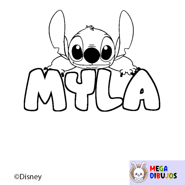 Coloraci&oacute;n del nombre MYLA - decorado Stitch
