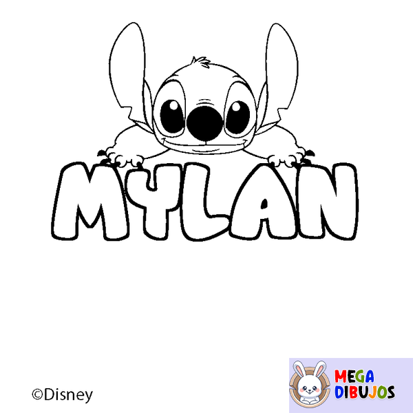 Coloraci&oacute;n del nombre MYLAN - decorado Stitch