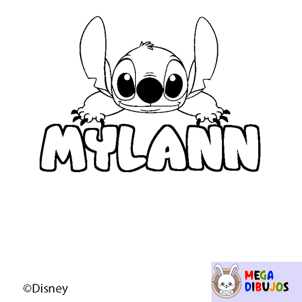 Coloraci&oacute;n del nombre MYLANN - decorado Stitch