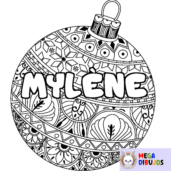 Coloraci&oacute;n del nombre MYL&Egrave;NE - decorado bola de Navidad