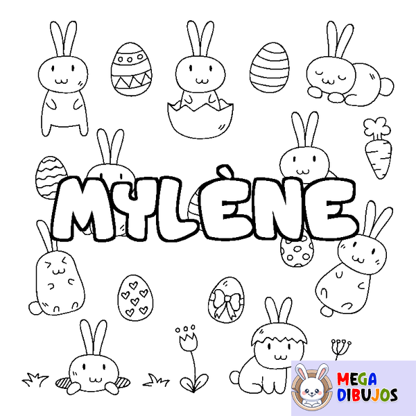 Coloraci&oacute;n del nombre MYL&Egrave;NE - decorado Pascua