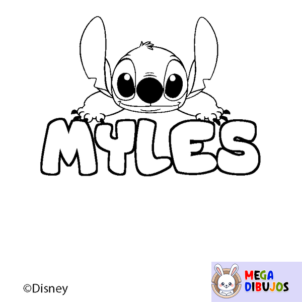 Coloraci&oacute;n del nombre MYLES - decorado Stitch