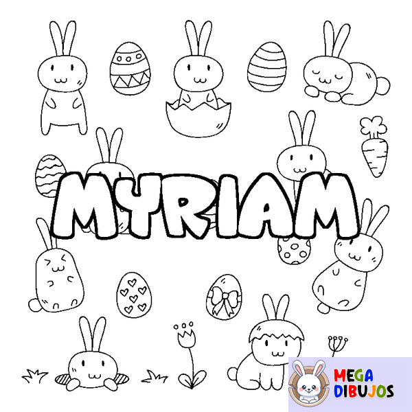 Coloraci&oacute;n del nombre MYRIAM - decorado Pascua