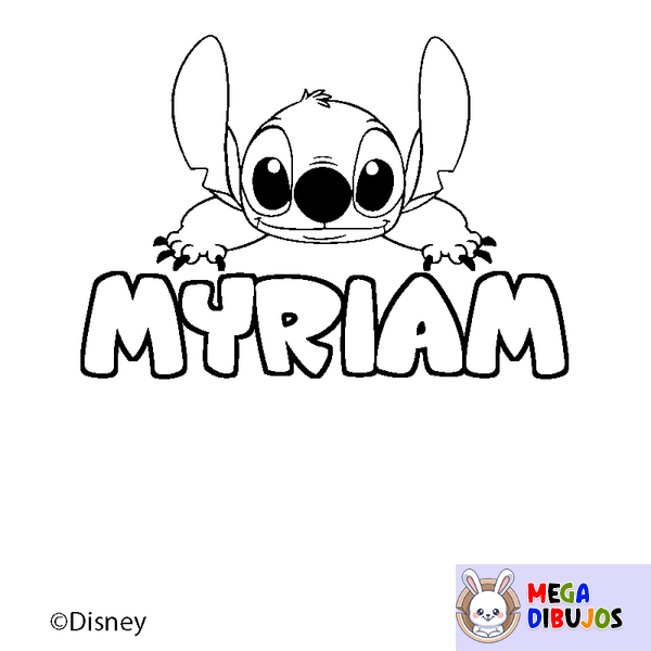 Coloraci&oacute;n del nombre MYRIAM - decorado Stitch