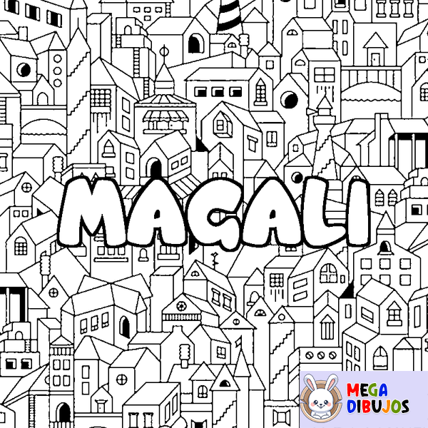 Coloraci&oacute;n del nombre MAGALI - decorado ciudad