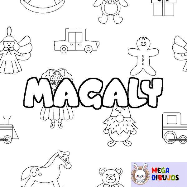 Coloraci&oacute;n del nombre MAGALY - decorado juguetes