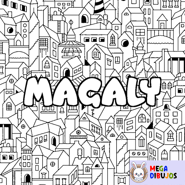 Coloraci&oacute;n del nombre MAGALY - decorado ciudad