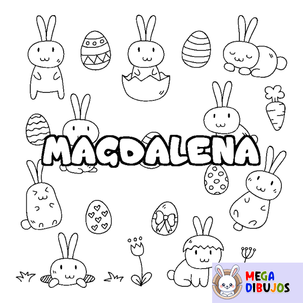 Coloraci&oacute;n del nombre MAGDALENA - decorado Pascua