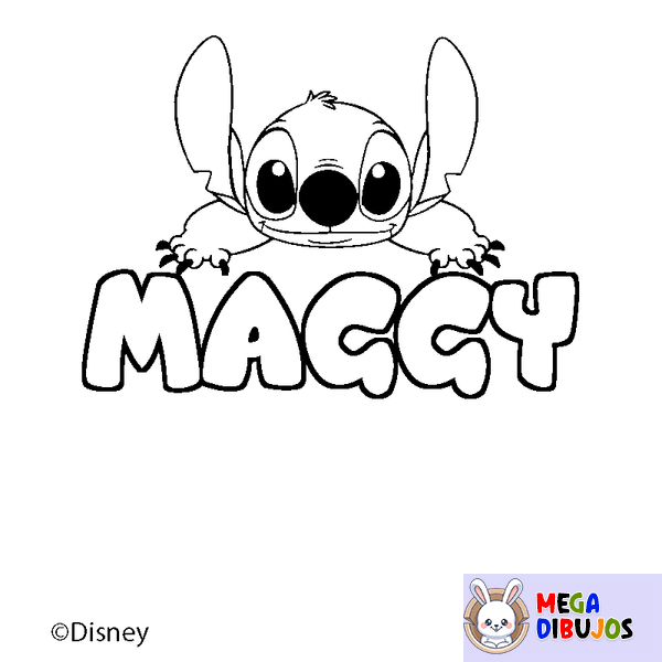 Coloraci&oacute;n del nombre MAGGY - decorado Stitch