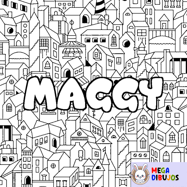 Coloraci&oacute;n del nombre MAGGY - decorado ciudad