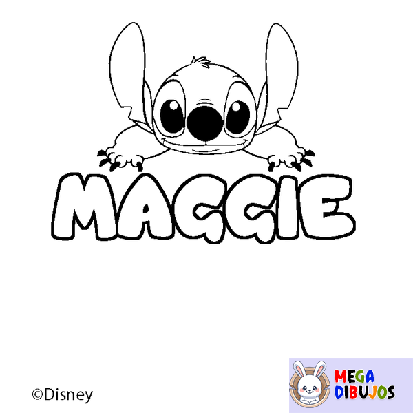 Coloraci&oacute;n del nombre MAGGIE - decorado Stitch