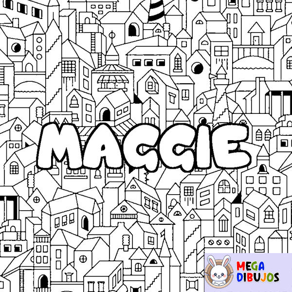 Coloraci&oacute;n del nombre MAGGIE - decorado ciudad
