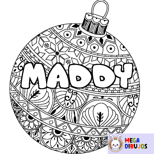 Coloraci&oacute;n del nombre MADDY - decorado bola de Navidad