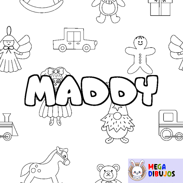 Coloraci&oacute;n del nombre MADDY - decorado juguetes