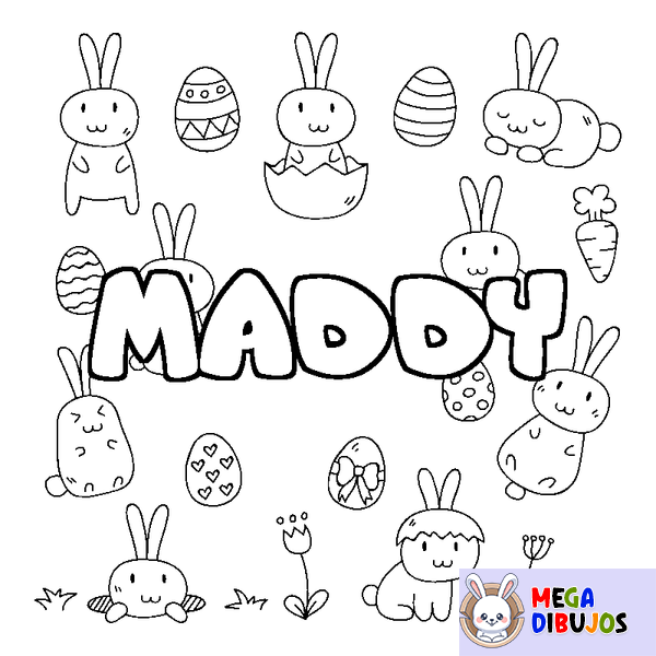 Coloraci&oacute;n del nombre MADDY - decorado Pascua