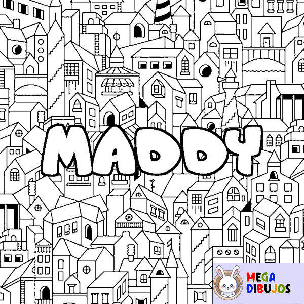 Coloraci&oacute;n del nombre MADDY - decorado ciudad