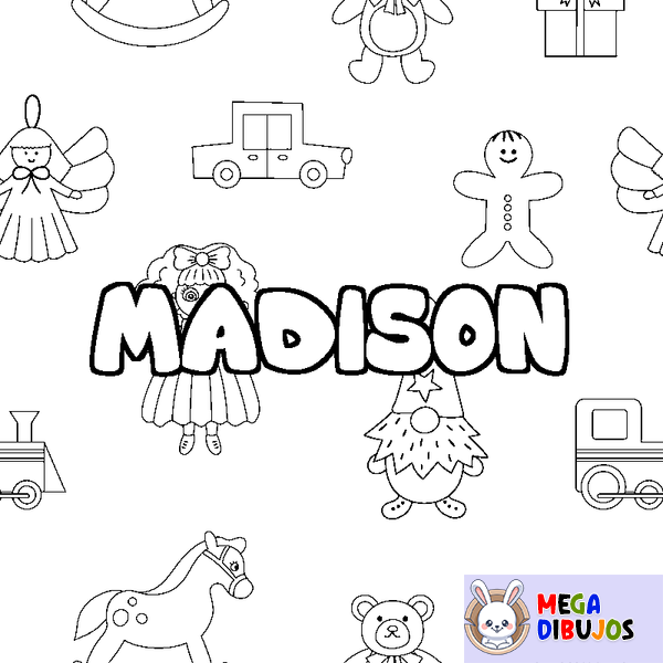 Coloraci&oacute;n del nombre MADISON - decorado juguetes