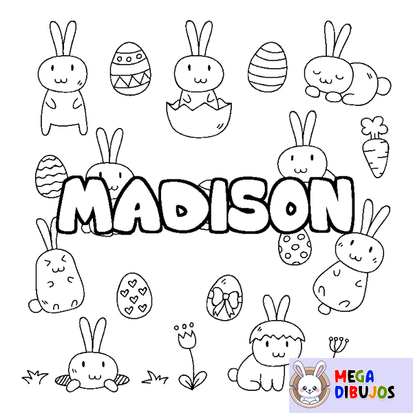 Coloraci&oacute;n del nombre MADISON - decorado Pascua