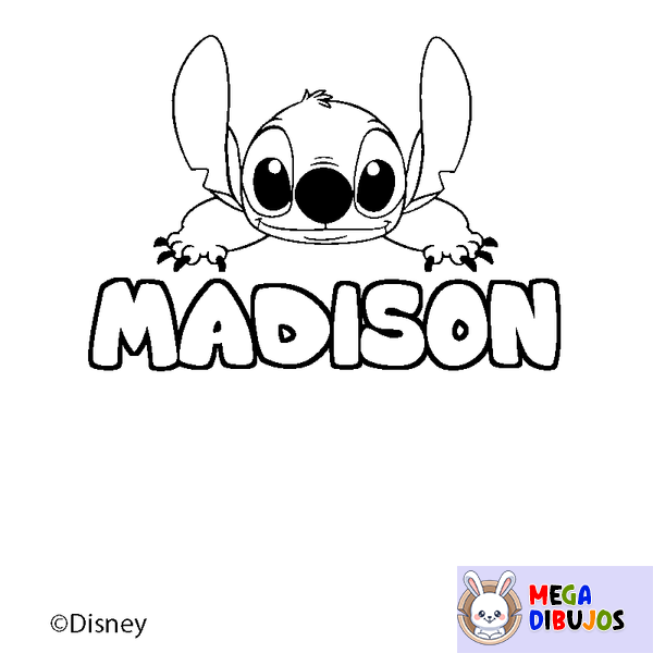 Coloraci&oacute;n del nombre MADISON - decorado Stitch
