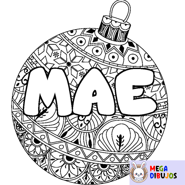 Coloraci&oacute;n del nombre MAE - decorado bola de Navidad