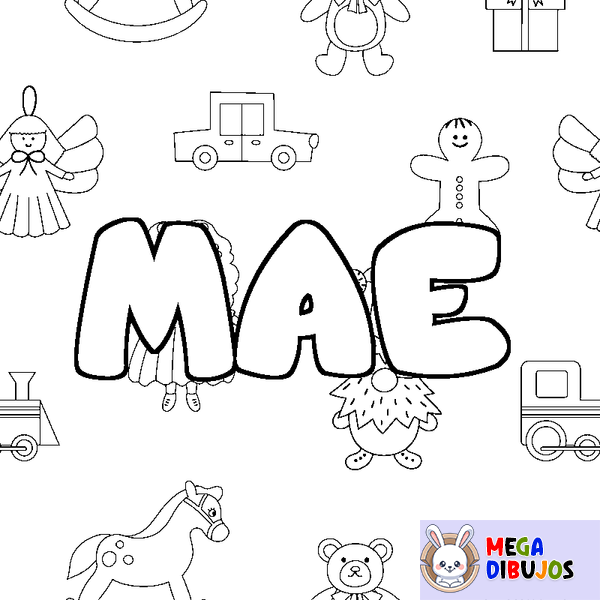 Coloraci&oacute;n del nombre MAE - decorado juguetes