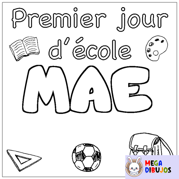 Coloraci&oacute;n del nombre MAE - decorado primer d&iacute;a de escuela
