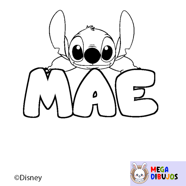 Coloraci&oacute;n del nombre MAE - decorado Stitch