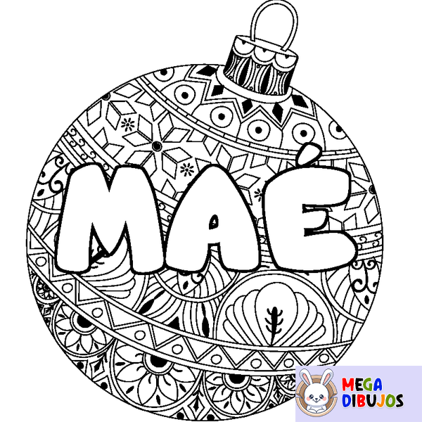 Coloraci&oacute;n del nombre MA&Eacute; - decorado bola de Navidad