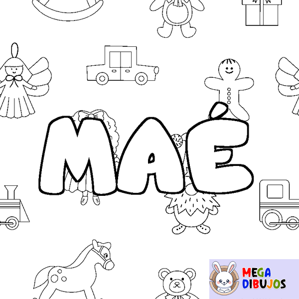 Coloraci&oacute;n del nombre MA&Eacute; - decorado juguetes