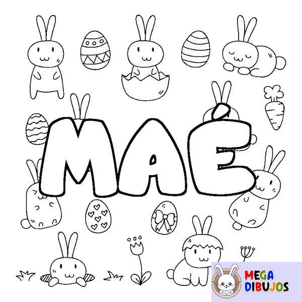 Coloraci&oacute;n del nombre MA&Eacute; - decorado Pascua