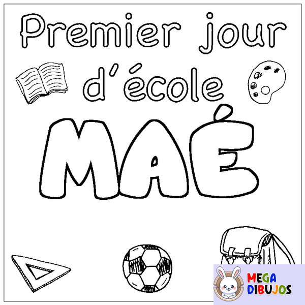 Coloraci&oacute;n del nombre MA&Eacute; - decorado primer d&iacute;a de escuela