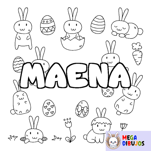 Coloraci&oacute;n del nombre MAENA - decorado Pascua