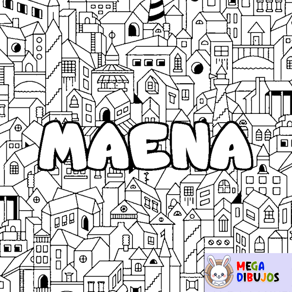Coloraci&oacute;n del nombre MAENA - decorado ciudad