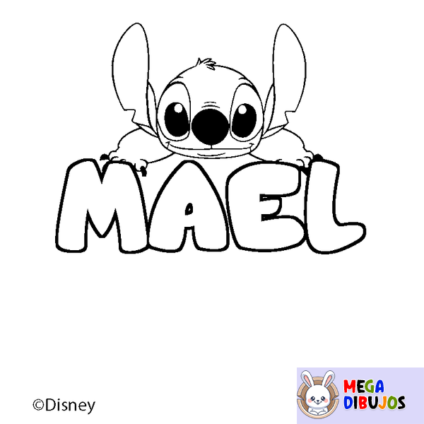Coloraci&oacute;n del nombre MAEL - decorado Stitch