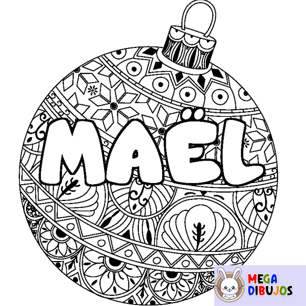 Coloraci&oacute;n del nombre MA&Euml;L - decorado bola de Navidad