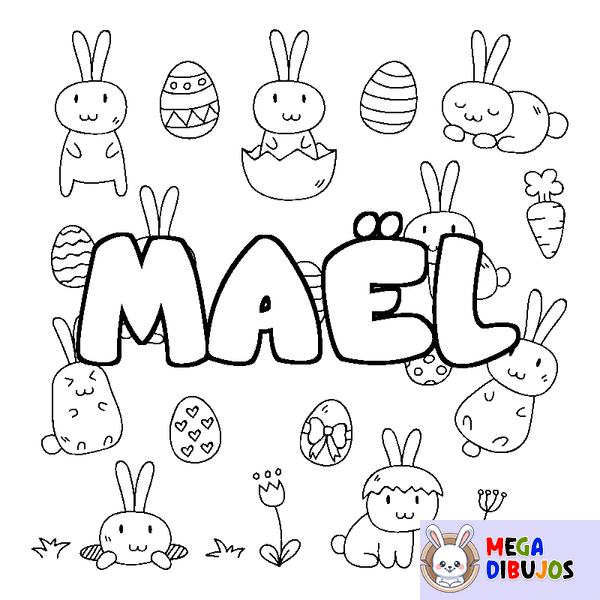 Coloraci&oacute;n del nombre MA&Euml;L - decorado Pascua