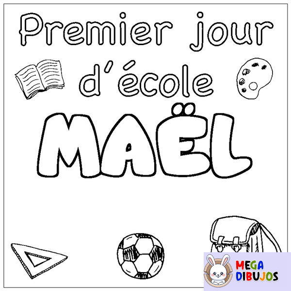 Coloraci&oacute;n del nombre MA&Euml;L - decorado primer d&iacute;a de escuela