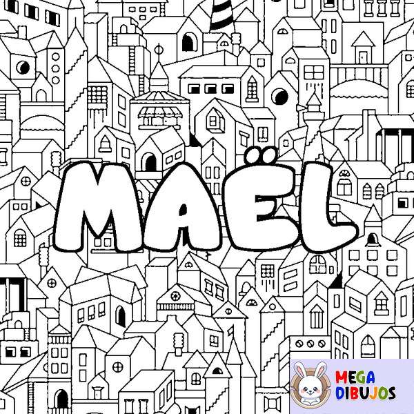 Coloraci&oacute;n del nombre MA&Euml;L - decorado ciudad