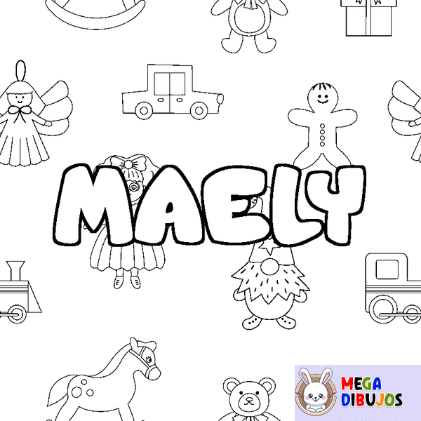 Coloraci&oacute;n del nombre MAELY - decorado juguetes