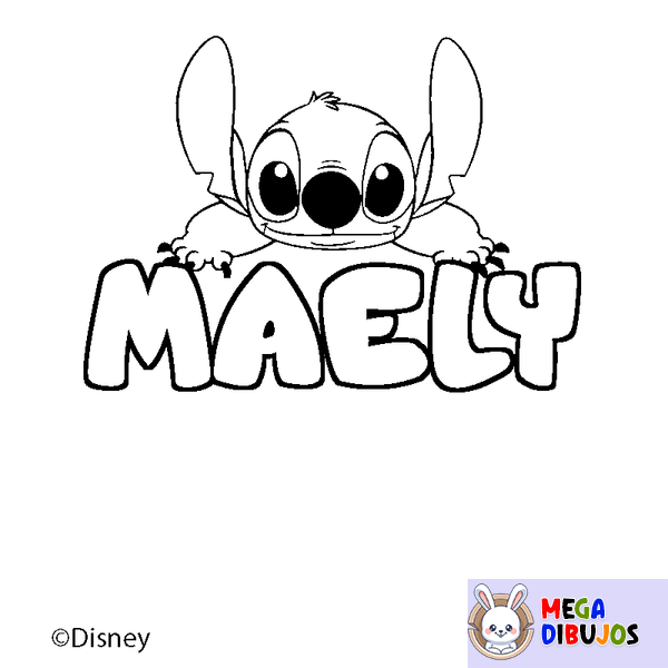 Coloraci&oacute;n del nombre MAELY - decorado Stitch