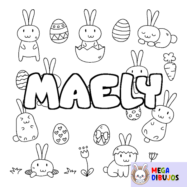 Coloraci&oacute;n del nombre MAELY - decorado Pascua