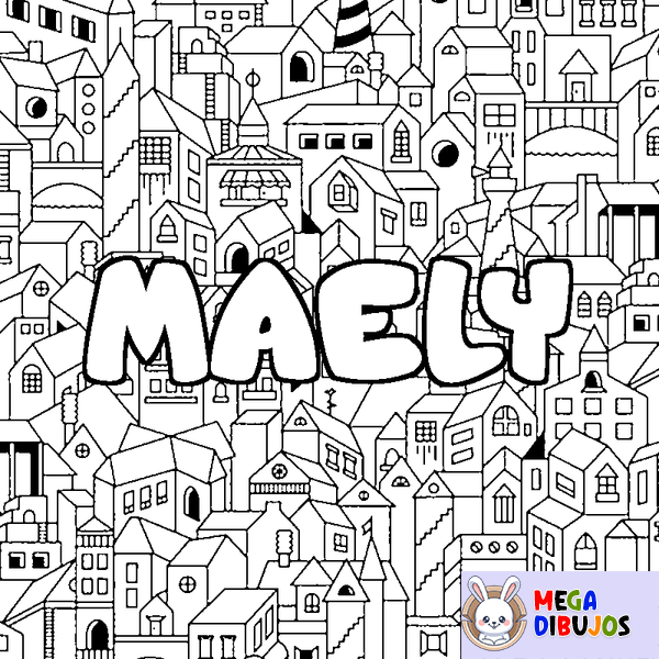 Coloraci&oacute;n del nombre MAELY - decorado ciudad