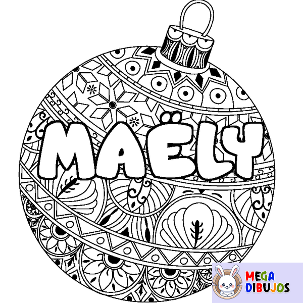 Coloraci&oacute;n del nombre MA&Euml;LY - decorado bola de Navidad
